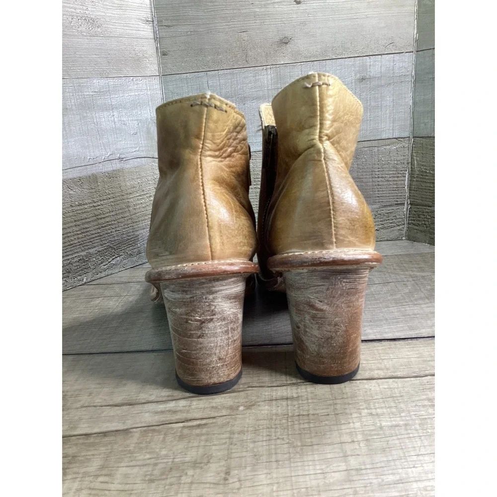 Bed Stu Cobbler Series Tan Leather Distressed Ankle Boots Women 10 Handcrafted